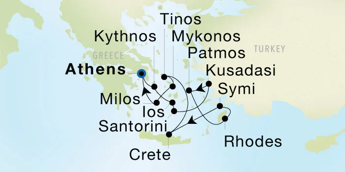 SeaDream YC griekse odyssee 24sep24 map