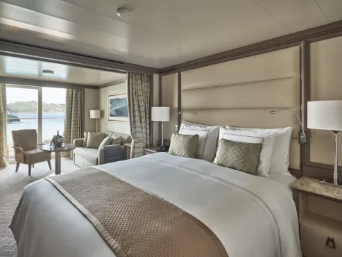 Bed of the Veranda Suite, Silver Moon.